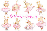 Watercolor Ballerina Bunnies, an Illustration by Jen Digital Art (Thumbnail 1 of 6)