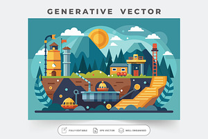 A vibrant mining area features struc, a Graphic by Iftikhar Alam