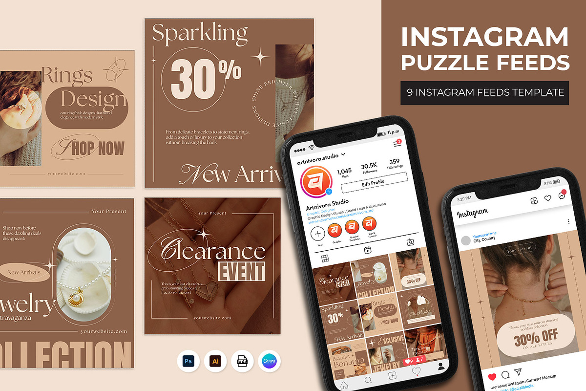 Jewelry Instagram Post Puzzle, a Social Media Template by Artnivora.Std (Photo 2 of 2)