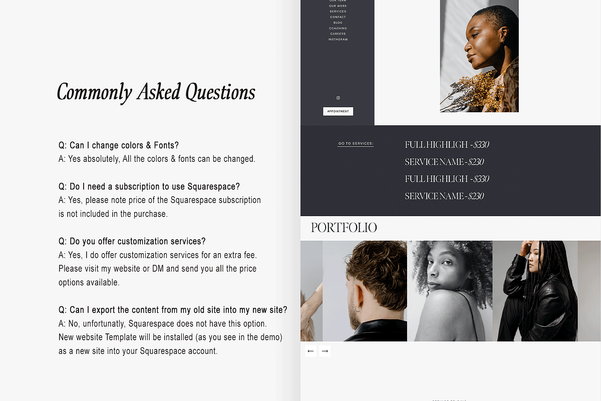 Squarespace 7.1 Template: Salon, a Websites & App Template by Kseniia_Design (Photo 8 of 10)