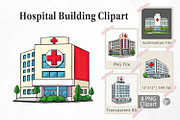 Hospital Building Clipart, a Graphic by Artnoy (Thumbnail 1 of 5)
