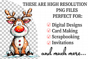 Funny Christmas Reindeer Clipart, an Illustration by Daily.Designs (Thumbnail 2 of 5)
