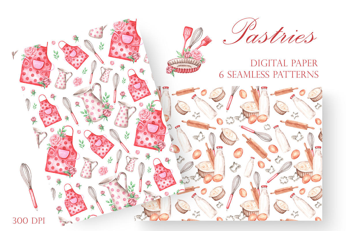 Pastries watercolor set. Baking., a Food Illustration by SabinaWatercolorArt (Photo 11 of 13)