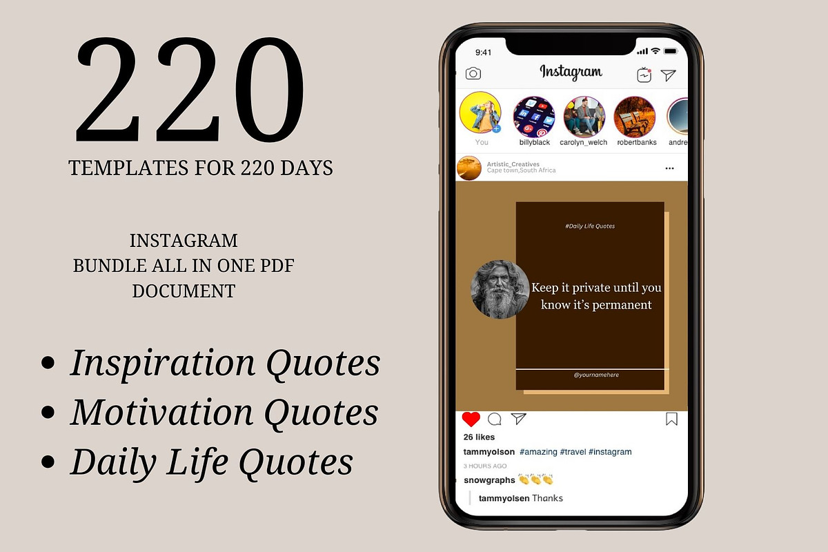 220 Inspiration Quotes for Instagram, a Social Media Template by Mishek Munene (Photo 2 of 15)