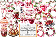 Watercolor Coquette Cherry Clipart, a Seasonal Illustration by Design Market (Thumbnail 1 of 4)