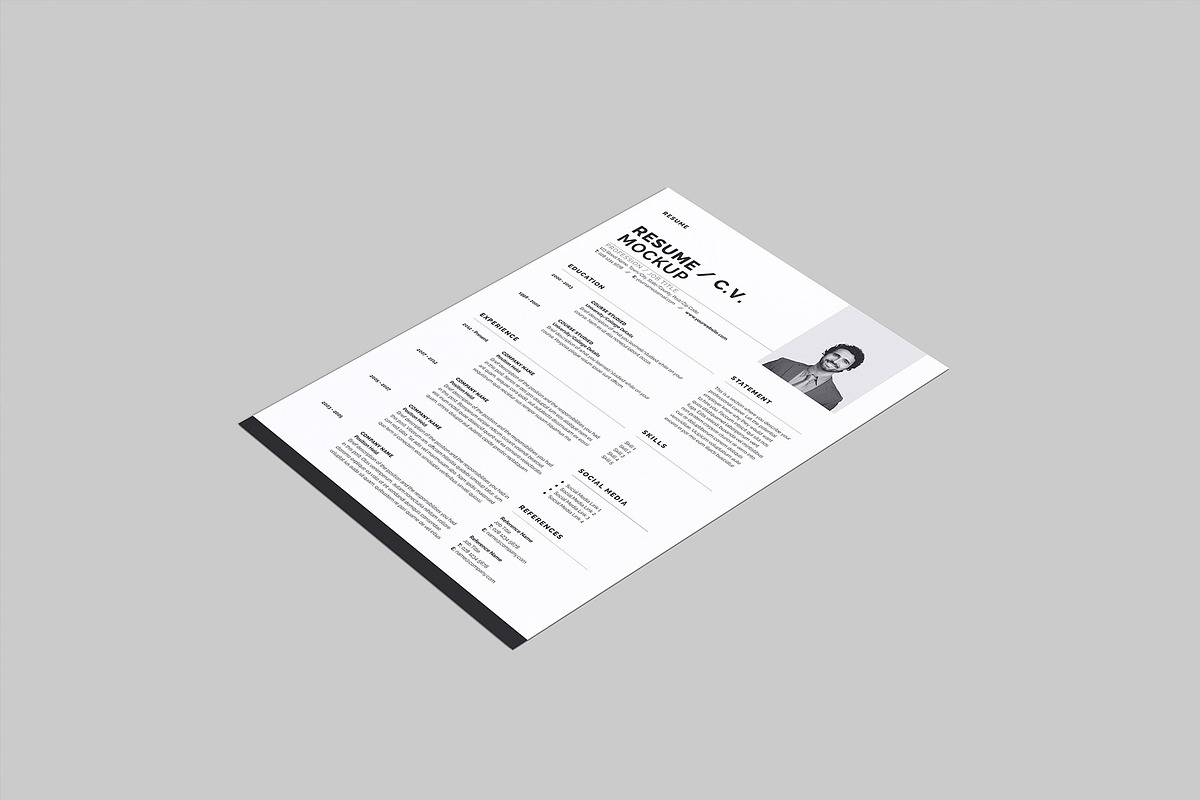 Resume - Curriculum Vitae Mockup, an Advertising Mockup by Illusiongraphic (Photo 12 of 22)