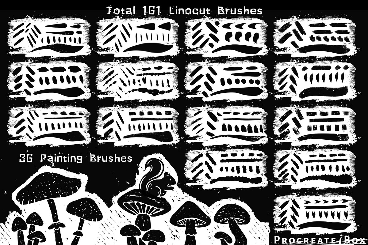 Procreate linocut brushes, a Brush Add-On by ProcreateiBox (Photo 3 of 11)