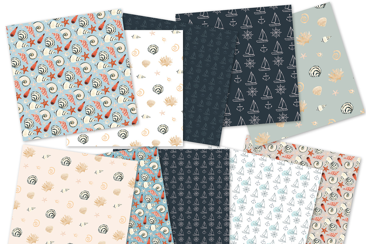 Watercolor and Ink Nautical Clipart, a Graphic by RhianAwni (Photo 2 of 7)