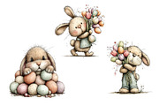 Whimsical Bunny Easter Clipart, an Illustration by Dream Creation (Thumbnail 7 of 7)