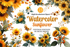 Sunflower Clipart, an Illustration by DreamArtGraphic