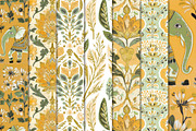 Yellow Green Block Print Papers, a Texture Graphic by Maishop (Thumbnail 3 of 3)