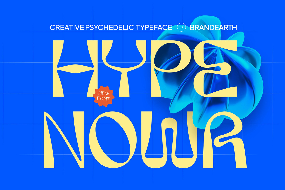 HypeNowa – Groovy Psychedelic Font, a Sans Serif Font by Brand Earth (Photo 1 of 7)