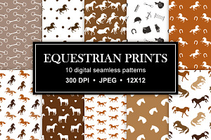 Equestrian Seamless Patterns Set