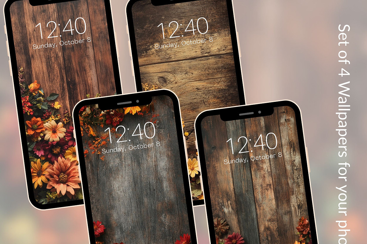 Autumn Floral Phone Wallpaper Set, a Graphic by Kalindiprints (Photo 6 of 6)