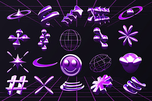 Y2K Abstract Shape 3D Icon Pack