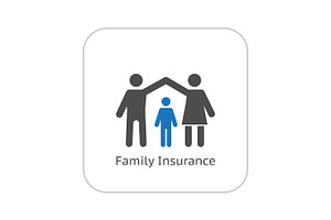 Family Insurance Icon. Flat Design.