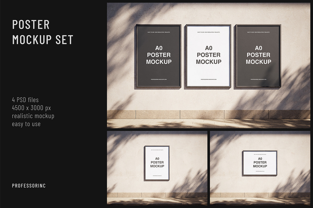 Poster Mockup Set, an Advertising Mockup by professorinc (Photo 1 of 5)