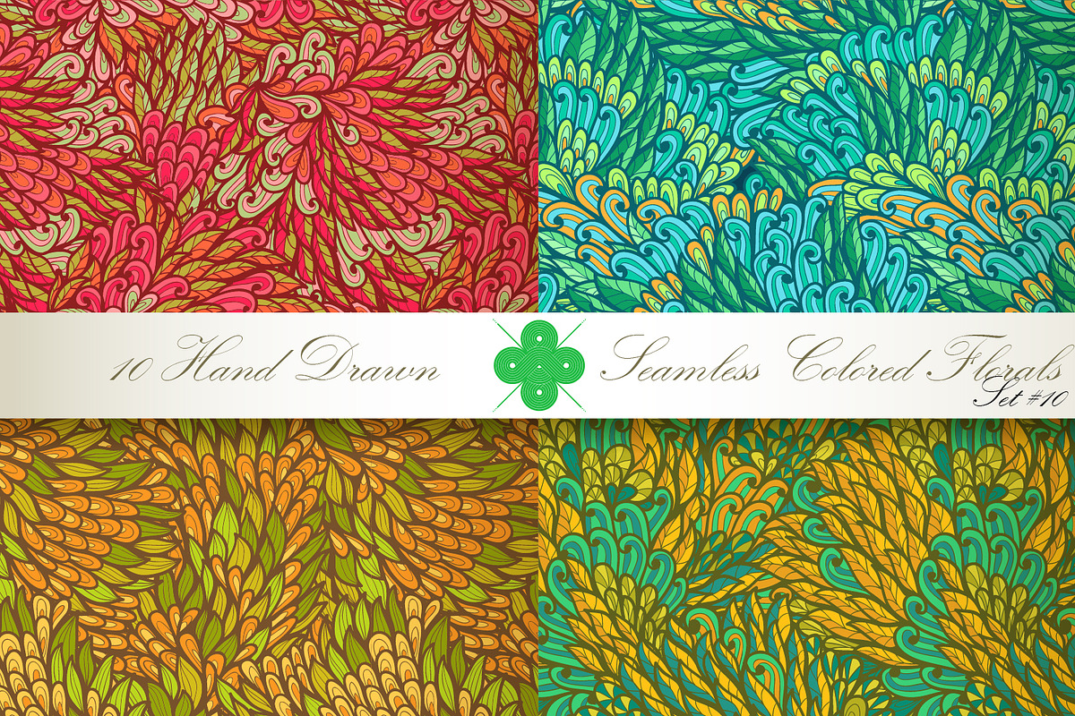 10 Colored Seamless Florals. Set #10, a Pattern Graphic by Patternalized (Photo 2 of 4)