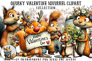 Quirky Valentine Squirrel Clipart, an Illustration by OK Design (Thumbnail 1 of 6)