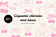 Coquette cherries and bows, a Decorative Illustration by yabluko_draws (Thumbnail 1 of 8)