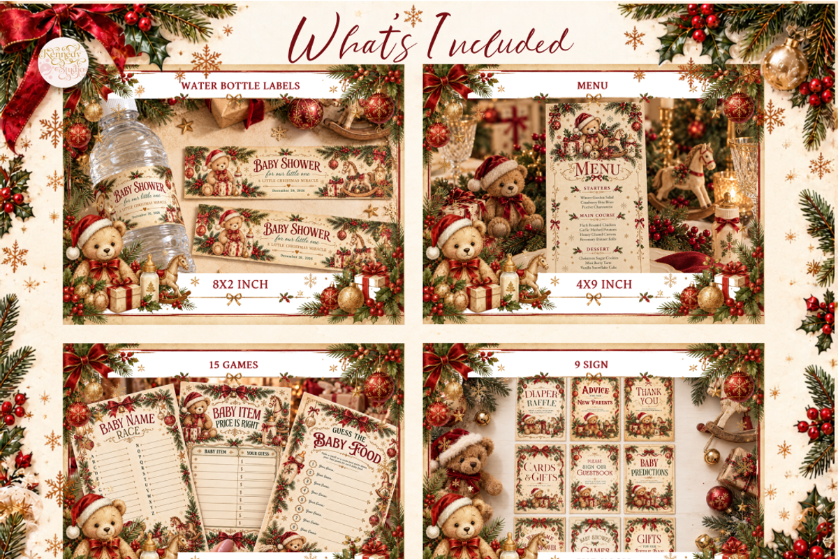 Christmas Baby Shower Bundle Canva, a Marketing Template by KennedyStudio (Photo 5 of 22)