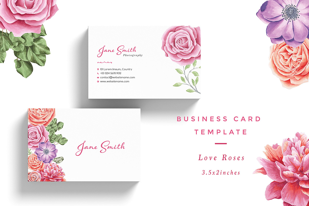 Love Roses Business Card, a Business Card Template by Nordic.Arg (Photo 2 of 2)