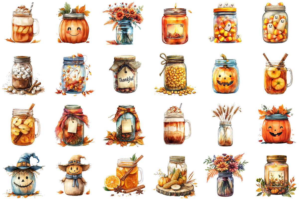 Fall Masons Jars Clipart, an Illustration by Sublimation Artist (Photo 2 of 6)