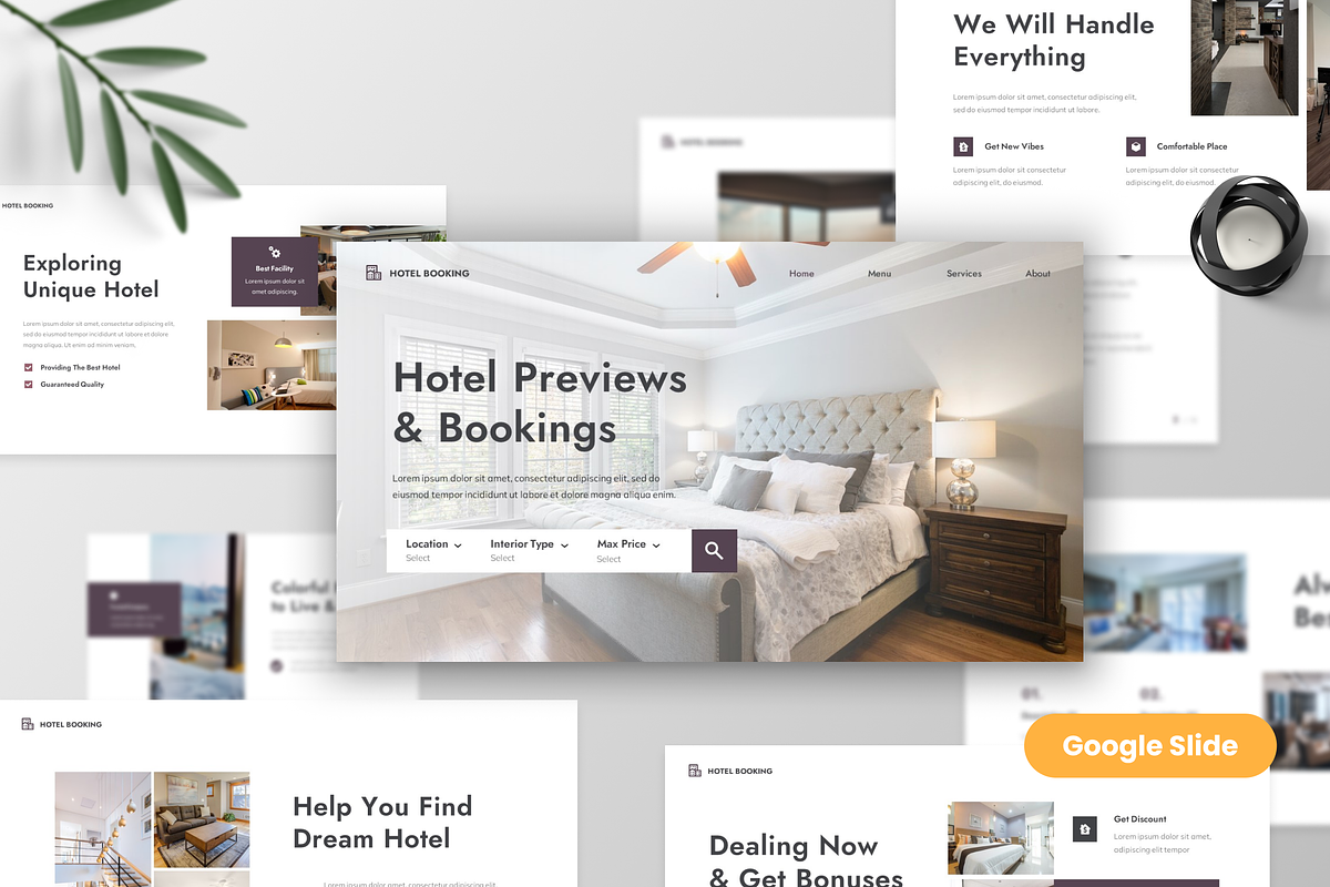 Hotel Booking Google Slide Template, a Presentation Template by MtvtdArt (Photo 1 of 6)