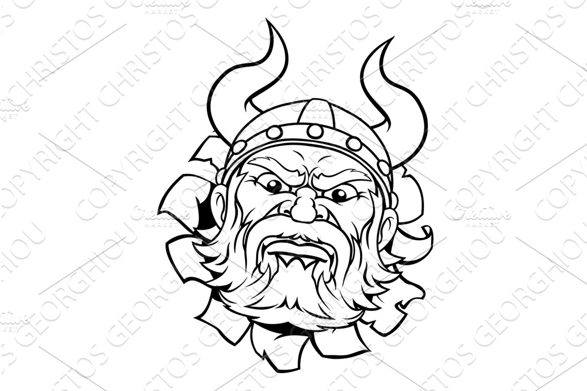Viking Warrior Barbarian Mascot, an Illustration by Christos Georghiou