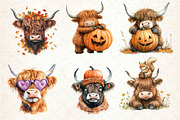 Autumn Funny Highland Cow Clipart, an Illustration by Dream Creation (Thumbnail 4 of 6)