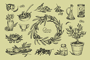 Olive sketches set + backgrounds, a Food Illustration by PaperTrident (Thumbnail 1 of 8)