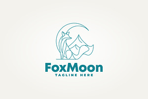 sitting fox with crescent moon logo, a Branding & Logo Template by Blazybone