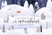 A Walk in the Mountains Watercolors, a Decorative Illustration by Bibela (Thumbnail 1 of 14)
