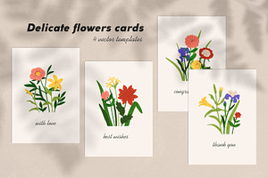 Floral greeting card designs set, a Decorative Illustration by Good Studio