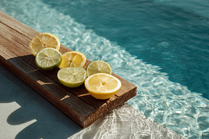 Citrus Slices on Wooden Plank, a Food & Drink Photo by Virgo Studio
