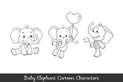 Baby elephant cartoon characters set, an Illustration by Teneresa (Thumbnail 2 of 2)