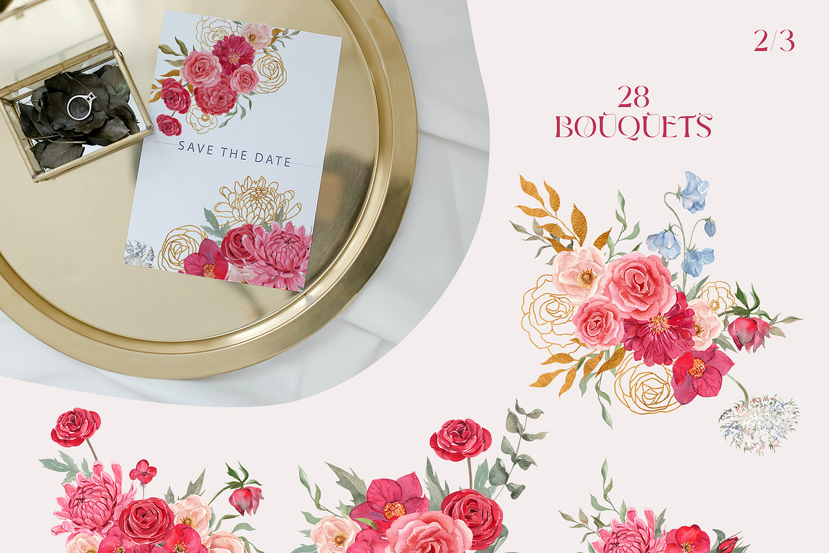 Viva Magenta Floral Watercolor 2023, a Decorative Illustration by Catch the Dream Art (Photo 4 of 24)