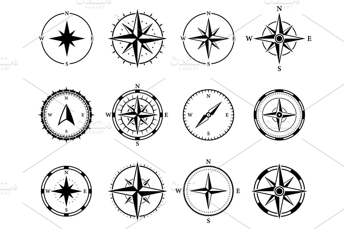 Compass Navigation Silhouette Icon, an Object Illustration by Gentle Studio
