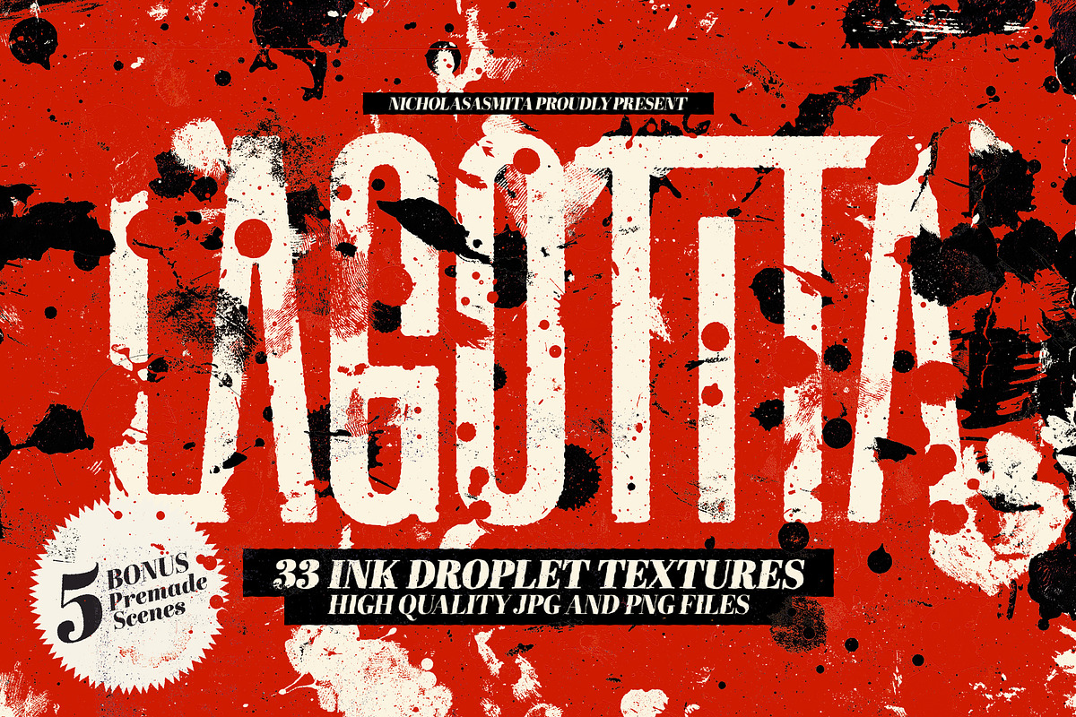 La Gogita: 33 Ink Droplet Textures, a Pattern Graphic by nicholasasmita (Photo 1 of 12)