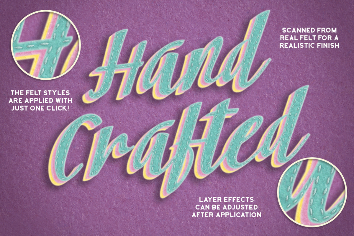 Felt Craft - Stitches Styles & More, a Layer Style Add-On by The Artifex Forge (Photo 3 of 5)