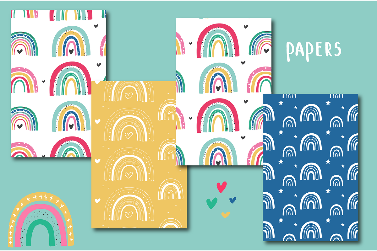 Colourful Rainbow set, a Decorative Illustration by Poppymoondesign