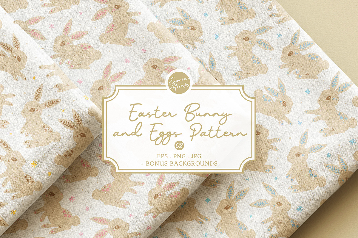 Easter Bunny & Eggs Pattern 2 Rabbit, a Pattern Graphic by Euonia Meraki (Photo 1 of 9)