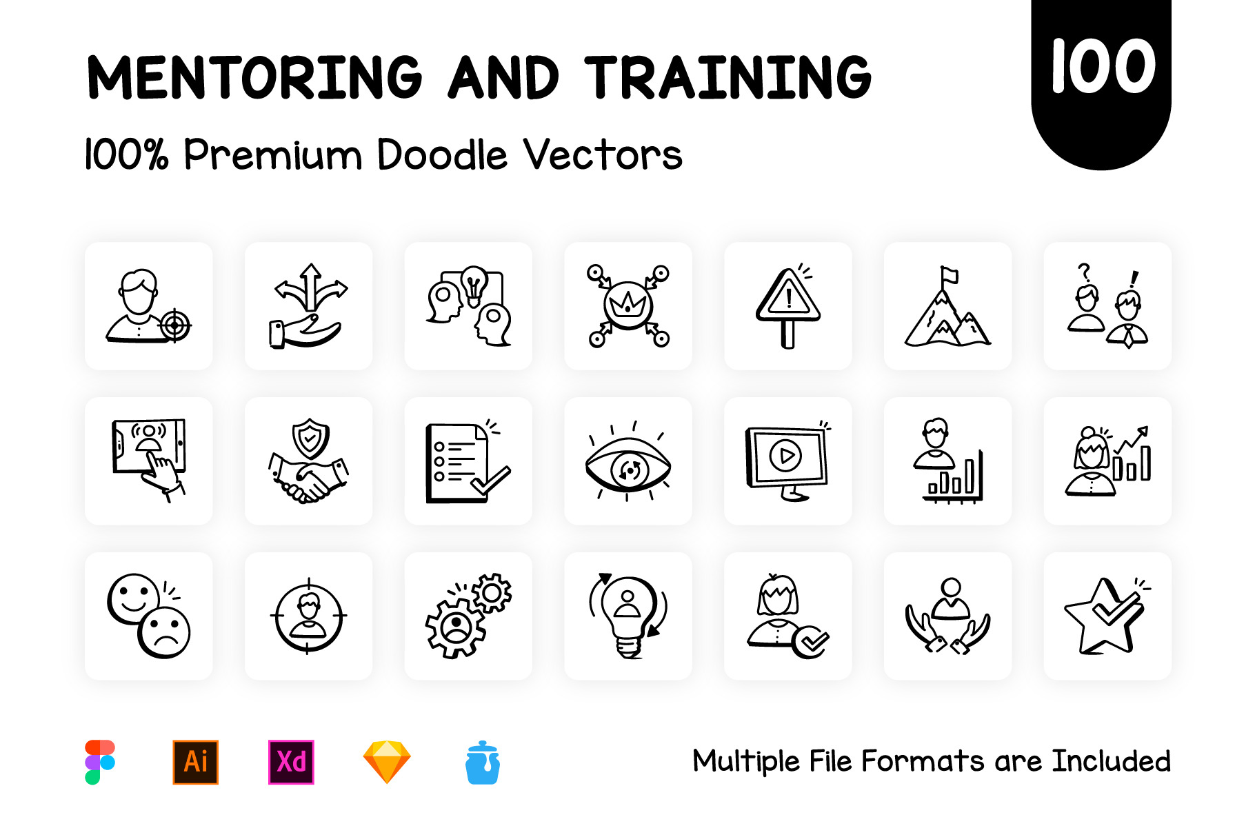 Mentoring and Training Vector Icons