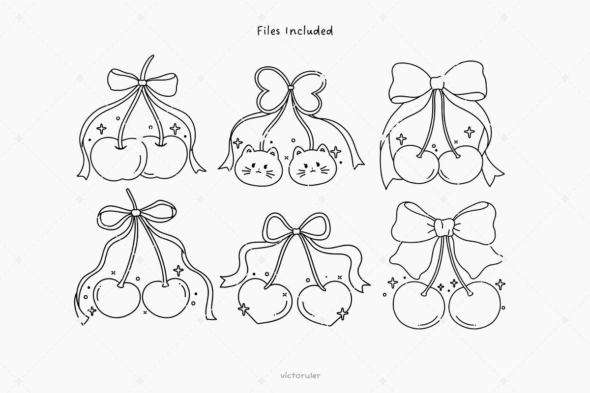 Hand Drawn Coquette Cherry Clipart, a Decorative Illustration by Victoruler (Photo 2 of 5)