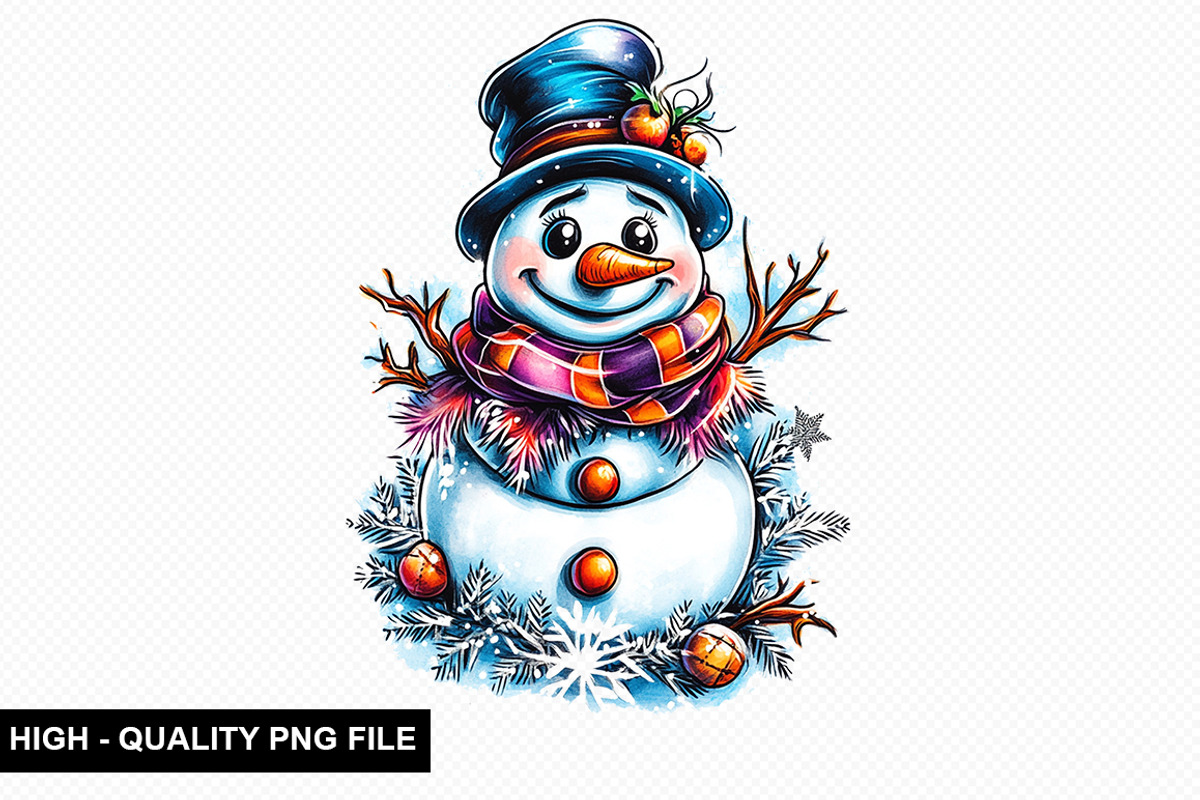 Christmas Snowman Clipart Bundle, an Illustration by crative8112 (Photo 9 of 9)