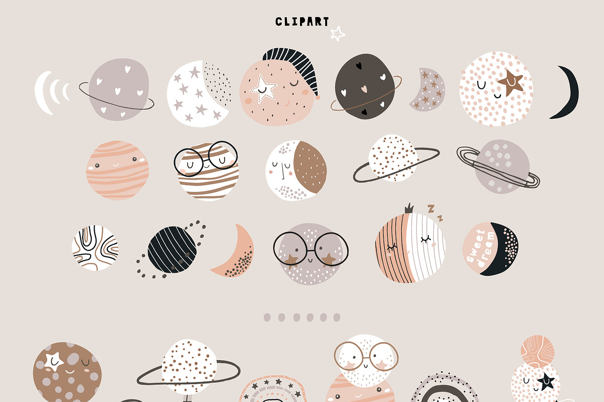 MOON night graphic collection, a Pattern Graphic by solmariart (Photo 6 of 8)