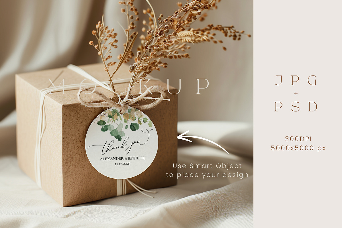 Boho favor tag mockup, a Product Mockup by Jermolina Mockups (Photo 2 of 2)
