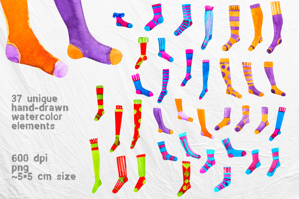 Watercolor socks set, an Illustration by Kotozoid (Photo 2 of 5)