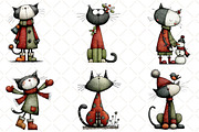 Whimsical Christmas Cats Clipart PNG, an Animal Illustration by Black Bird Studio (Thumbnail 3 of 5)
