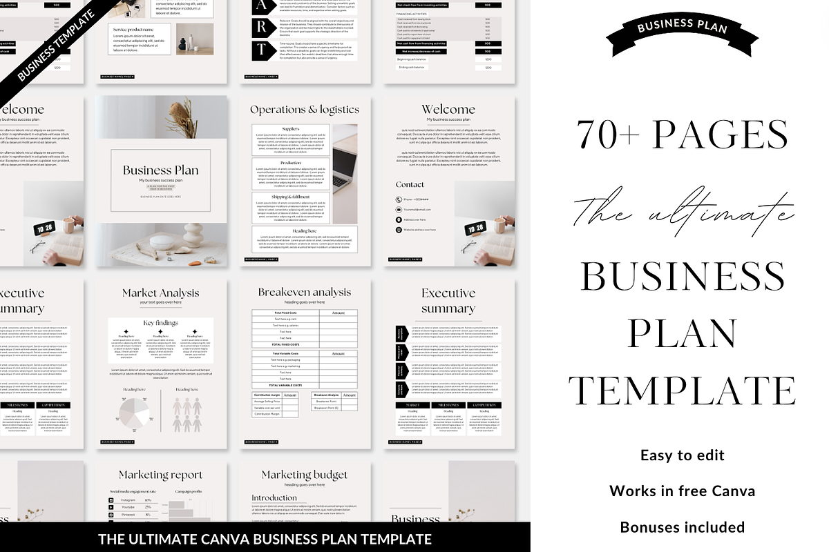 Business plan Canva template, a Design Template by Cate Creates